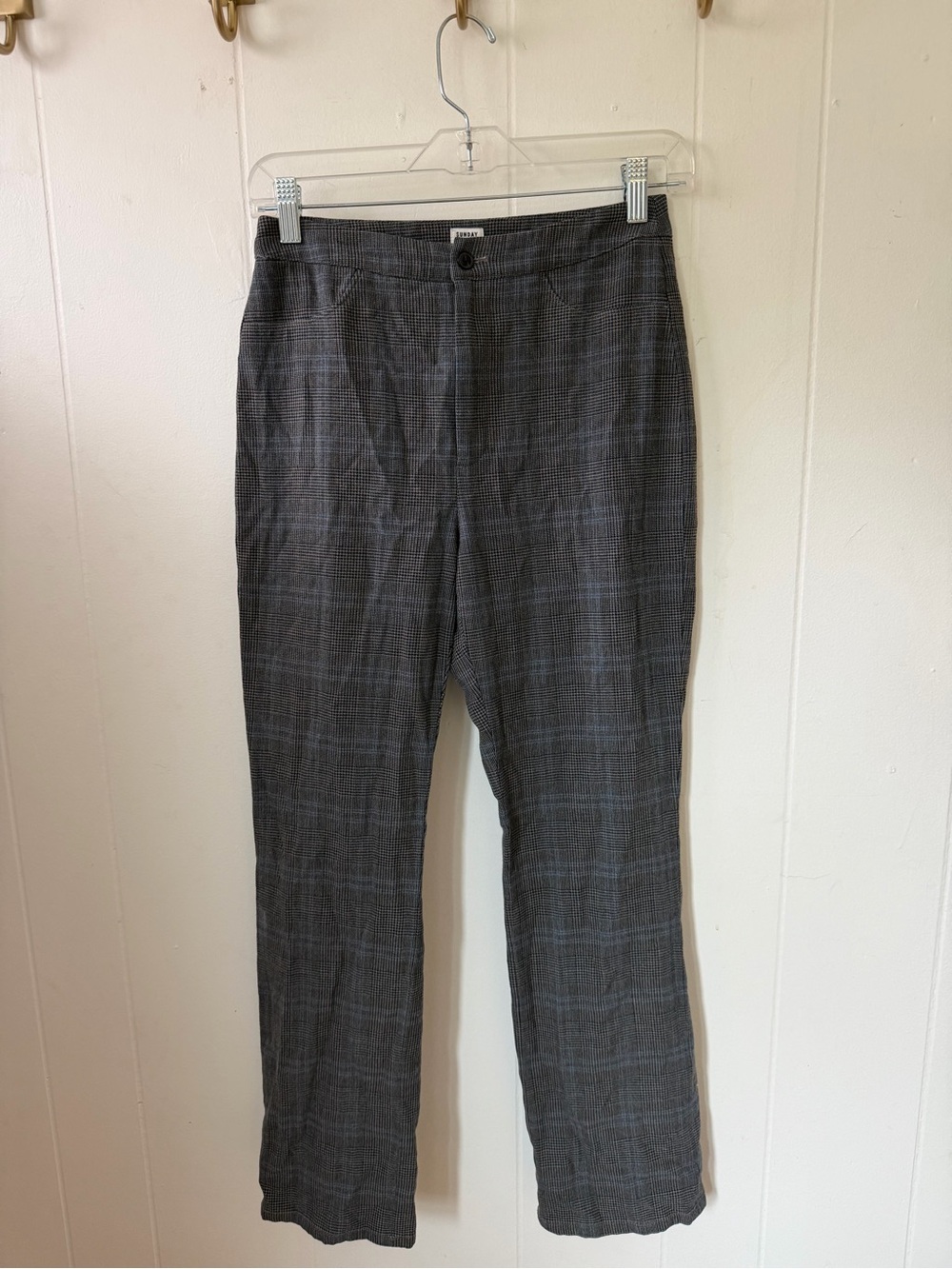 Aritzia Gray Plaid Cropped Dress Pants